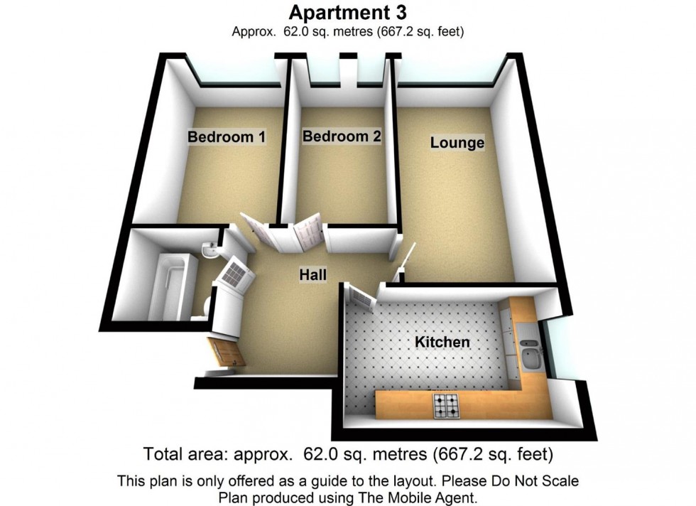 Floorplan for Flat 3 Cannongate House, 21 Firs Parade, Matlock